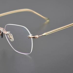 Japanese Design Titanium Acetate Rimless Glasses Frame Men Women Square Frameless Prescription Eyeglasses Optical Spectacles