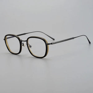 Japanese Designer Brand Pure Titanium Square Eyeglasses Frames Flexible Classical Men Prescription Glasses Luxury Eyewear