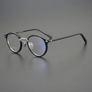 Occhiali da vista fatti a mano di design giapponese Occhiali da vista rotondi retrò Montatura in acetato puro titanio Occhiali per miopia ultraleggeri Luce blu GAFA