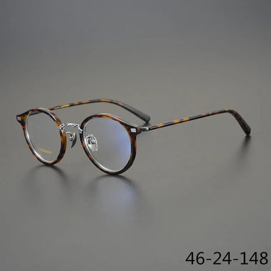 Japanese Designer Handmade Eyeglasses Retro Round Glasses Frame Acetate Pure Titanium Ultra-Light Myopia Eyewear Blue Light GAFA