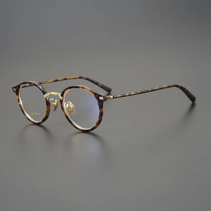 Occhiali da vista fatti a mano di design giapponese Occhiali da vista rotondi retrò Montatura in acetato puro titanio Occhiali per miopia ultraleggeri Luce blu GAFA