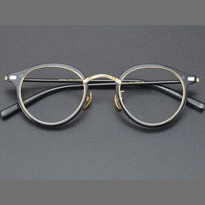 Occhiali da vista fatti a mano di design giapponese Occhiali da vista rotondi retrò Montatura in acetato puro titanio Occhiali per miopia ultraleggeri Luce blu GAFA