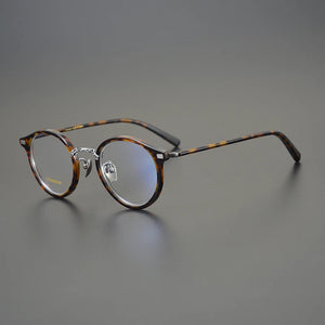 Occhiali da vista fatti a mano di design giapponese Occhiali da vista rotondi retrò Montatura in acetato puro titanio Occhiali per miopia ultraleggeri Luce blu GAFA
