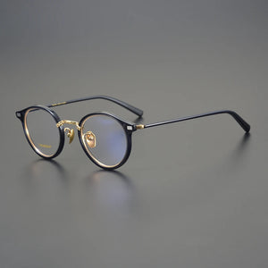 Occhiali da vista fatti a mano di design giapponese Occhiali da vista rotondi retrò Montatura in acetato puro titanio Occhiali per miopia ultraleggeri Luce blu GAFA