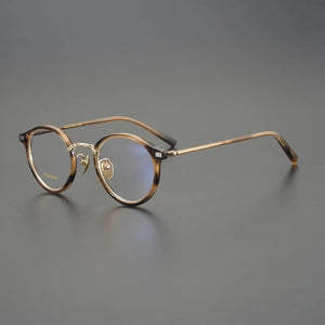 Occhiali da vista fatti a mano di design giapponese Occhiali da vista rotondi retrò Montatura in acetato puro titanio Occhiali per miopia ultraleggeri Luce blu GAFA
