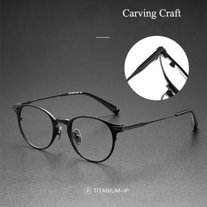 Japanese Designer Retro Oval Men Glasses Frame Pure Titanium Women Myopia Prescription Eyeglasses Anti Blue Lens Gafas DRX2078