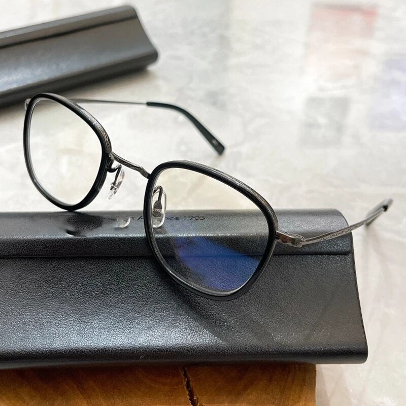 Japanese GMS-824 Pure Titanium Designer Vintage Round Eyeglasses Frame ...