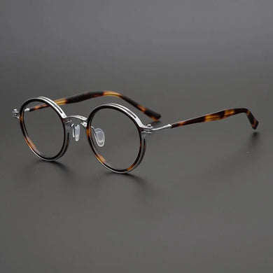 Japanese Hand-Made Hollow Titanium Acetate Retro Round Glasses Frame For Men Women Optical Prescription Myopia Eyeglasses Frame