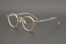 Carica l&#39;immagine nel visualizzatore di Gallery, Montatura per occhiali retrò rotonda in acetato di titanio cavo fatta a mano giapponese per uomo donna montatura per occhiali miopia con prescrizione ottica