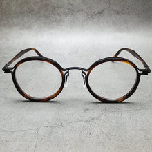 Carica l&#39;immagine nel visualizzatore di Gallery, Montatura per occhiali retrò rotonda in acetato di titanio cavo fatta a mano giapponese per uomo donna montatura per occhiali miopia con prescrizione ottica