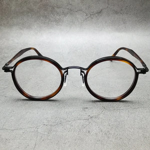 Montatura per occhiali retrò rotonda in acetato di titanio cavo fatta a mano giapponese per uomo donna montatura per occhiali miopia con prescrizione ottica
