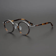 Carica l&#39;immagine nel visualizzatore di Gallery, Montatura per occhiali retrò rotonda in acetato di titanio cavo fatta a mano giapponese per uomo donna montatura per occhiali miopia con prescrizione ottica
