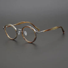 Carica l&#39;immagine nel visualizzatore di Gallery, Montatura per occhiali retrò rotonda in acetato di titanio cavo fatta a mano giapponese per uomo donna montatura per occhiali miopia con prescrizione ottica