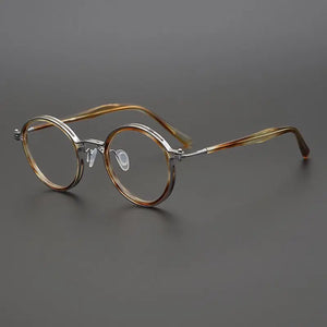 Montatura per occhiali retrò rotonda in acetato di titanio cavo fatta a mano giapponese per uomo donna montatura per occhiali miopia con prescrizione ottica