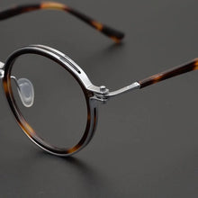 Carica l&#39;immagine nel visualizzatore di Gallery, Montatura per occhiali retrò rotonda in acetato di titanio cavo fatta a mano giapponese per uomo donna montatura per occhiali miopia con prescrizione ottica