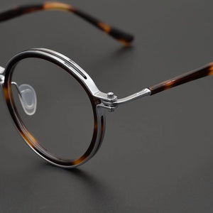 Montatura per occhiali retrò rotonda in acetato di titanio cavo fatta a mano giapponese per uomo donna montatura per occhiali miopia con prescrizione ottica