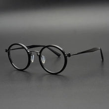 Carica l&#39;immagine nel visualizzatore di Gallery, Montatura per occhiali retrò rotonda in acetato di titanio cavo fatta a mano giapponese per uomo donna montatura per occhiali miopia con prescrizione ottica