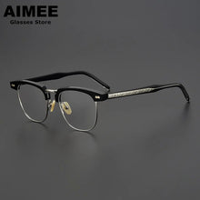 Carica l&#39;immagine nel visualizzatore di Gallery, Japanese Handmade Acetate Glasses Frame Men Retro Square Prescription Eyeglasses Women Myopia Eyewear Gafas Optical Blue Lens