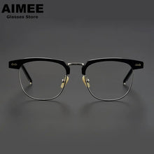 Carica l&#39;immagine nel visualizzatore di Gallery, Japanese Handmade Acetate Glasses Frame Men Retro Square Prescription Eyeglasses Women Myopia Eyewear Gafas Optical Blue Lens