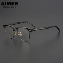 Carica l&#39;immagine nel visualizzatore di Gallery, Japanese Handmade Acetate Glasses Frame Men Retro Square Prescription Eyeglasses Women Myopia Eyewear Gafas Optical Blue Lens