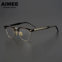 Carica l&#39;immagine nel visualizzatore di Gallery, Japanese Handmade Acetate Glasses Frame Men Retro Square Prescription Eyeglasses Women Myopia Eyewear Gafas Optical Blue Lens