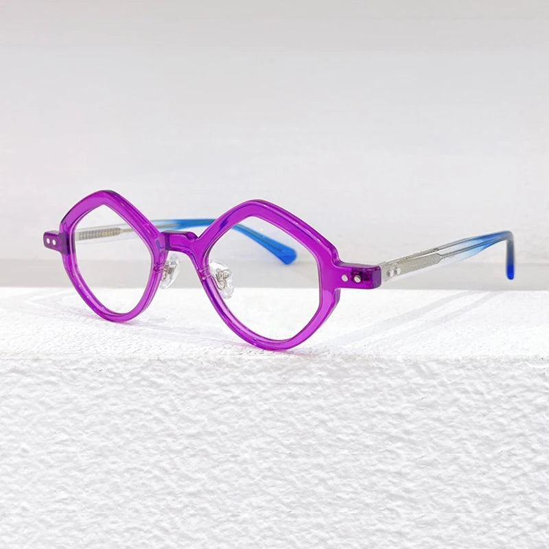 Japanese Handmade Acetate Square Polygon Glasses Vintage Men Myopia Optical Prescription Eyeglasses Frame Women Eyewear 76807