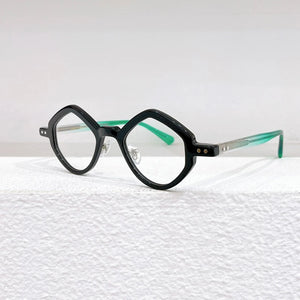 Japanese Handmade Acetate Square Polygon Glasses Vintage Men Myopia Optical Prescription Eyeglasses Frame Women Eyewear 76807