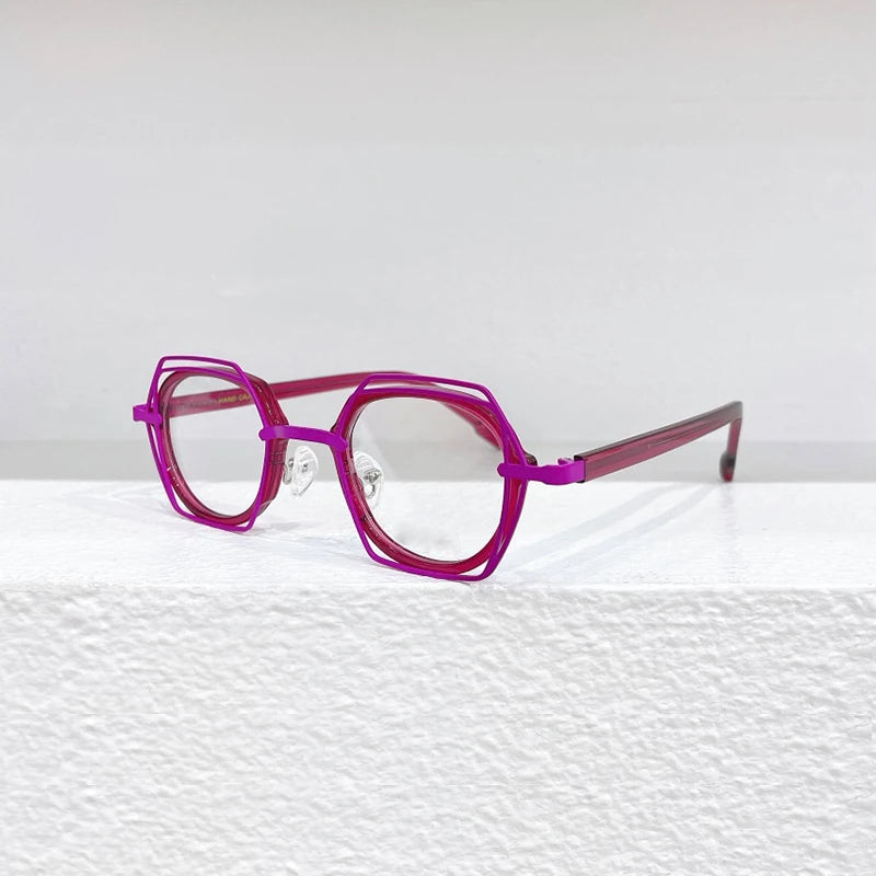 Japanese Handmade Acetate Square Polygon Glasses Vintage Men Myopia Optical Prescription Eyeglasses Frame Women Eyewear
