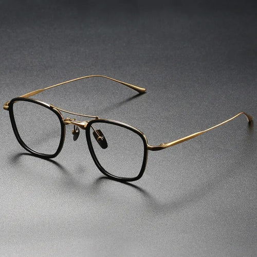 Occhiali da vista in titanio puro a doppio raggio di design fatto a mano giapponese di marca da uomo CONCORDE2 Occhiali da vista con montatura grande in acetato