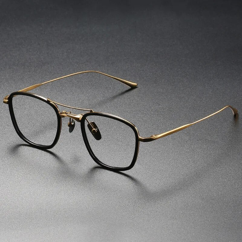 Japanese Handmade Brand Designer Double Beam Pure Titanium Glasses Frame Men CONCORDE2  Acetate Large Frames Eyeglasses