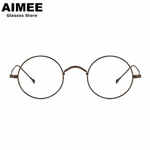 Occhiali da vista giapponesi fatti a mano Occhiali classici rotondi piccoli Occhiali in titanio Montatura ultraleggera Uomo Donna Miopia Gafas Senza nasello