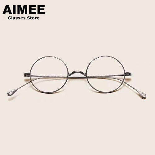 Occhiali da vista giapponesi fatti a mano Occhiali classici rotondi piccoli Occhiali in titanio Montatura ultraleggera Uomo Donna Miopia Gafas Senza nasello