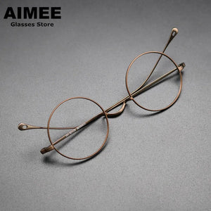 Occhiali da vista giapponesi fatti a mano Occhiali classici rotondi piccoli Occhiali in titanio Montatura ultraleggera Uomo Donna Miopia Gafas Senza nasello