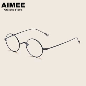 Occhiali da vista giapponesi fatti a mano Occhiali classici rotondi piccoli Occhiali in titanio Montatura ultraleggera Uomo Donna Miopia Gafas Senza nasello