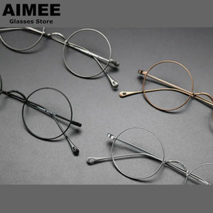 Occhiali da vista giapponesi fatti a mano Occhiali classici rotondi piccoli Occhiali in titanio Montatura ultraleggera Uomo Donna Miopia Gafas Senza nasello