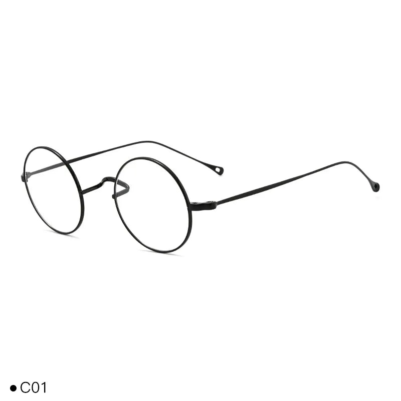 Occhiali da vista giapponesi fatti a mano Occhiali classici rotondi piccoli Occhiali in titanio Montatura ultraleggera Uomo Donna Miopia Gafas Senza nasello