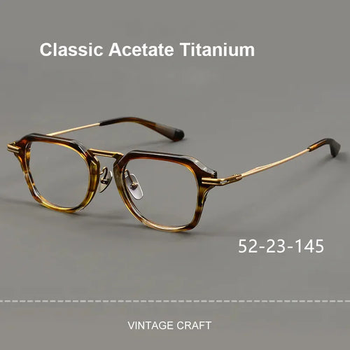 Japanese Handmade Eyewear Men's Large Glasses Frame Classic Acetate Titanium Eyeglasses for Women DTX413Read Prescription Lenses
