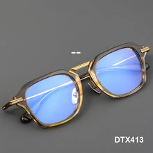 Load image into Gallery viewer, Japanese Handmade Eyewear Men&#39;s Large Glasses Frame Classic Acetate Titanium Eyeglasses for Women DTX413Read Prescription Lenses