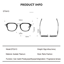 Load image into Gallery viewer, Japanese Handmade Eyewear Men&#39;s Large Glasses Frame Classic Acetate Titanium Eyeglasses for Women DTX413Read Prescription Lenses