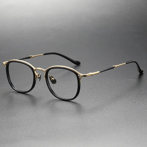 Japanese Handmade Glasses Frame Men Retro Oval Titanium Acetate Eyeglasses Women Round Trend Eyewear Spectacles Accessory M3118