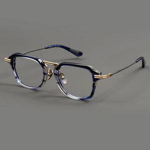Japanese Handmade Pure Titanium Glasses Frame Brand DTX413 Big Face Square Full Frames Polygon Eyeglasses Myopia Optical Lens