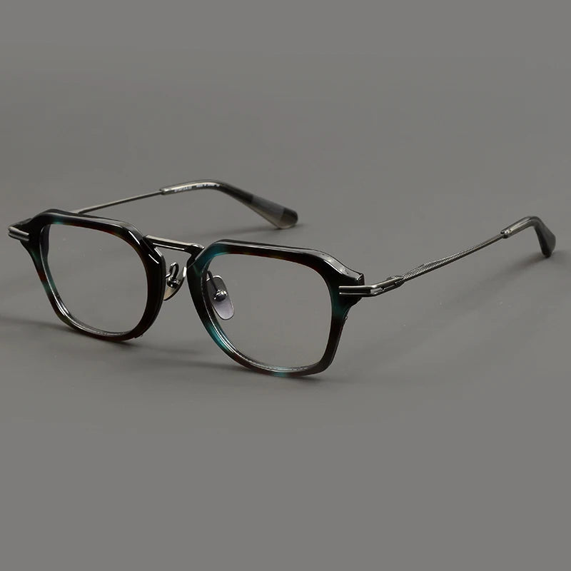 Japanese Handmade Pure Titanium Glasses Frame Brand DTX413 Big Face Square Full Frames Polygon Eyeglasses Myopia Optical Lens