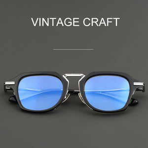 Japanese Handmade Pure Titanium Glasses Frame Brand DTX413 Big Face Square Full Frames Polygon Eyeglasses Myopia Optical Lens