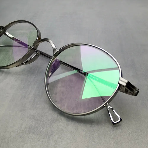 Montatura per occhiali in titanio puro fatto a mano giapponese KMN113 Retro ovale rotondo Occhiali da vista da uomo Miopia da lettura Montature per occhiali Oculos