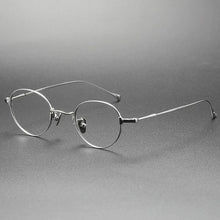 Carica l&#39;immagine nel visualizzatore di Gallery, Montatura per occhiali in titanio puro fatto a mano giapponese KMN53 Uomo Donna Occhiali da vista rotondi Occhiali da vista ultraleggeri Len blu