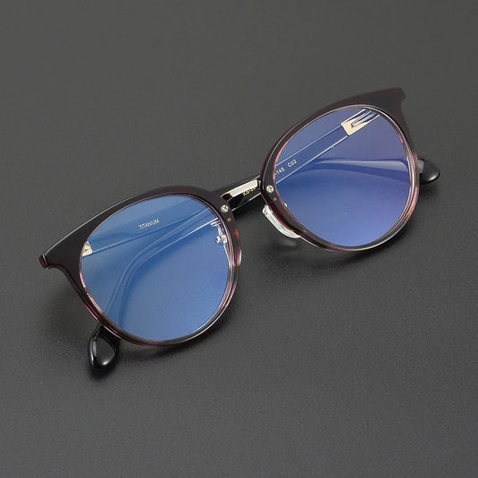 Japanese Handmade Round Acetate Glasses Frame Men Ultra-light Vintage Oval Eyeglasses Frames Women Spectacles Eyewear GAFAS