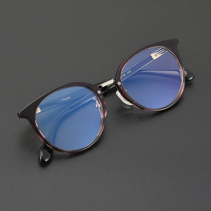 Japanese Handmade Round Acetate Glasses Frame Men Ultra-light Vintage Oval Eyeglasses Frames Women Spectacles Eyewear GAFAS
