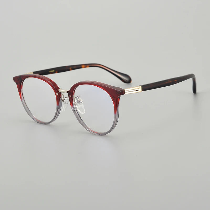 Japanese Handmade Round Acetate Glasses Frame Men Ultra-light Vintage Oval Eyeglasses Frames Women Spectacles Eyewear GAFAS