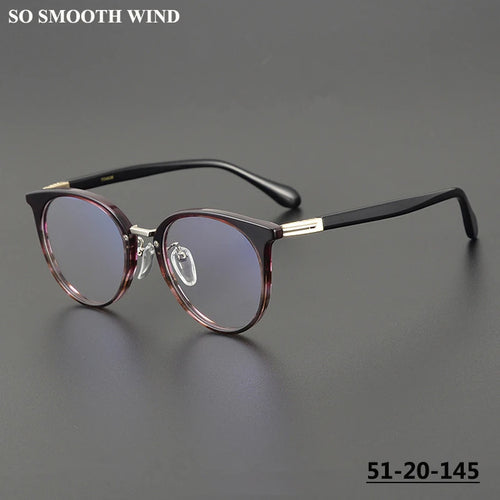 Japanese Handmade Round Acetate Glasses Frame Men Ultra-light Vintage Oval Eyeglasses Frames Women Spectacles Eyewear GAFAS