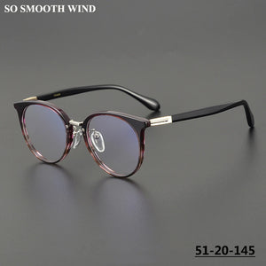 Japanese Handmade Round Acetate Glasses Frame Men Ultra-light Vintage Oval Eyeglasses Frames Women Spectacles Eyewear GAFAS